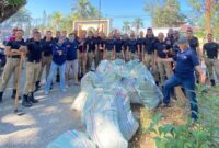 Portir Indonesia Internasional bersama beberapa pihak bersih-bersih di kali yang ada di Kelurahan Leneng, Praya, Lombok Tengah. (Maya Yuliana untuk Koran Mandalika)