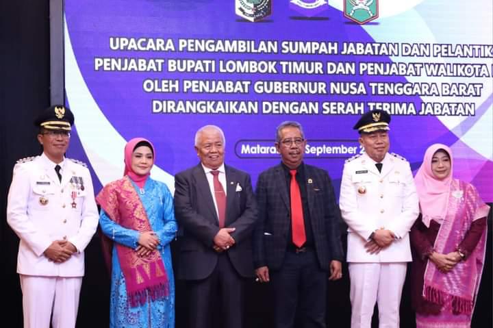 Penjabat Bupati Lombok Timur dan Penjabat Wali Kota Bima resmi dilantik. (Didu untuk Koran Mandalika)
