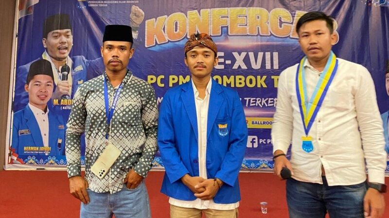Lalu Syahrul Apriyan (tengah) terpilih menjadi Ketua Umum PMII Kabupaten Lombok Tengah (Dokumen pribadi untuk Koran Mandalika)