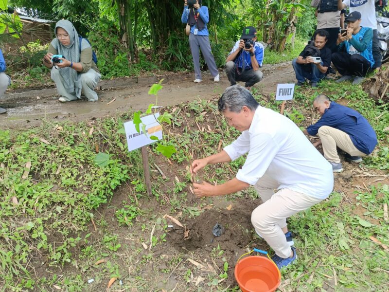 Direktur PT Mitra Alam Lalu Fathurrahman bersama wartawan tanam seribuan pohon di Desa Wisata Selong Belanak (istimewa)