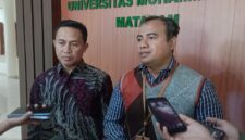 Perwakilan Aliansi Stop Kekerasan Seksual NTB Yan Mangandar Putra (kanan). Dekan Fakultas Hukum Universitas Muhammadiyah Mataram Hilman Syahrial (kiri) (Ahmad Chumaidi/Koran Mandalika)