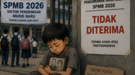 Ilustrasi Anak Yatim Piatu tidak diterima di sekolah negeri karena tercatat masuk kartu keluarga atau KK neneknya (Ist)